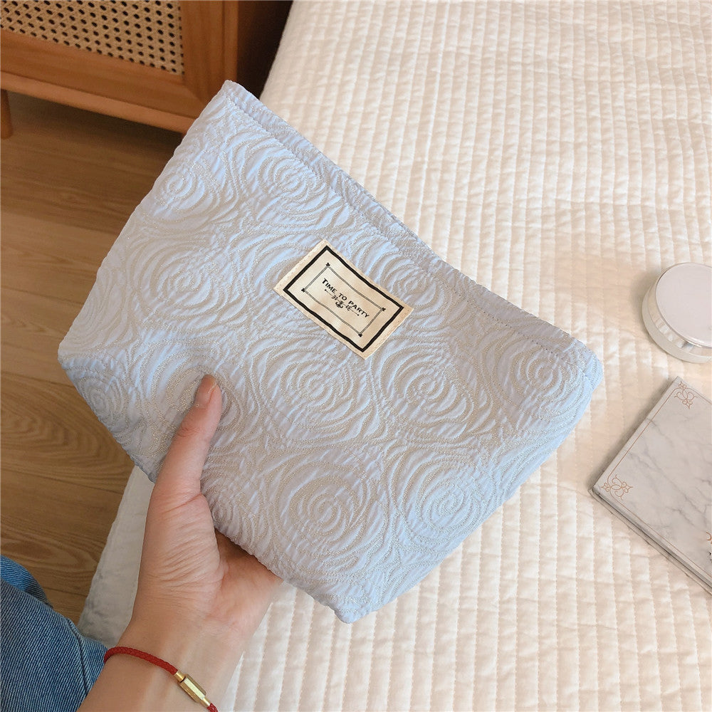 377 Embossment Rose Design Makeup Bag Cosmetic Bag Large Capacity Cotton Cloth Travel Toiletry Bag Accessories Organizer Pouch 377 Embossment Rose Design Makeup Bag Cosmetic Bag Large Capacity Cotton Cloth Travel Toiletry Bag Accessories Organizer Pouch